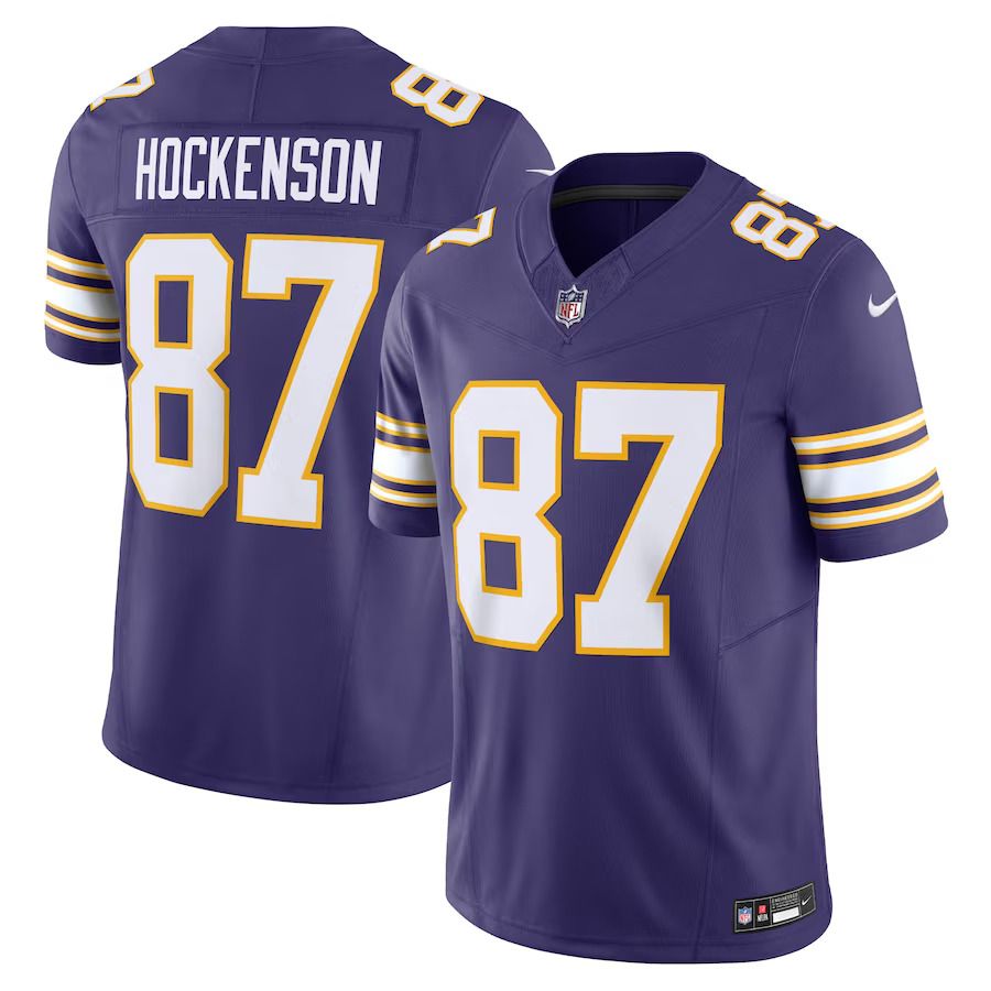 Men Minnesota Vikings 87 T.J. Hockenson Nike Purple Classic Vapor F.U.S.E. Limited NFL Jersey
